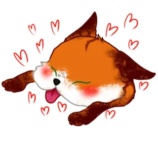 🥰 volpe, animale, carino, amore, cuori, cartone animato whatsapp sticker