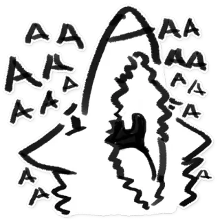 🗣 AAAA крик, призрак, ужасы, эмоция, чёрно-белый, мультфильм, выражение telegram sticker