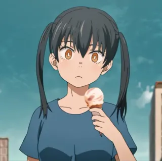 🔥 anime, girl, ice cream, cartoon, pigtails telegram sticker