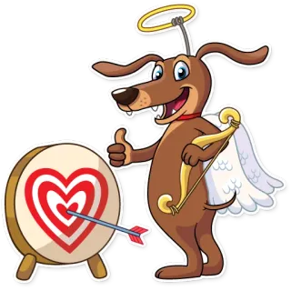👍 dog, cupid, angel, heart, love, arrow, valentine's day, sticker whatsapp sticker