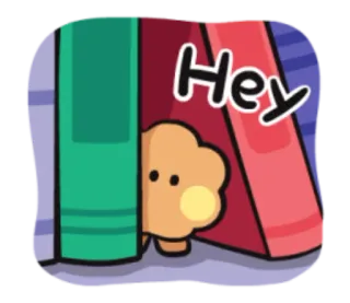 😶 Hey Мультфильм, Привет, Подглядывать, Прятаться, Книги, Милый telegram sticker