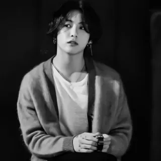 😞 persona, blanco y negro, retrato, coreano, hombre, artista telegram sticker