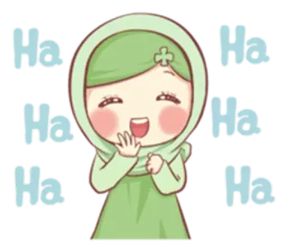 😀 Ha Ha Ha Ha Ha Ha śmiech, hidżab, dziewczyna, kreskówka, szczęśliwy, słodki, emocje telegram sticker