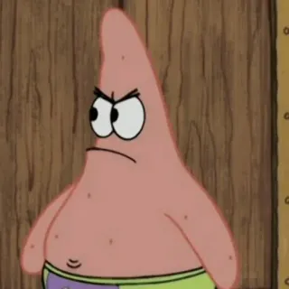 ✨ Patrick Star Spongebob Squarepants 뚱이, 스폰지밥, 만화, 화남, 밈, 니켈로디언 telegram sticker