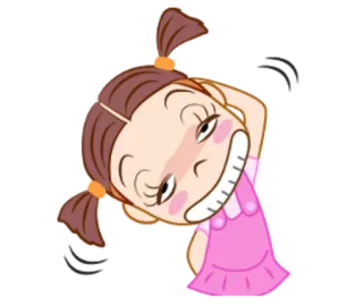 😅 dibujos animados, chica, lindo, rosa, personaje, ilustración telegram sticker