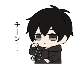 😐 チーン Anime, Charakter, Dreieck, Musikinstrument, Cartoon whatsapp sticker