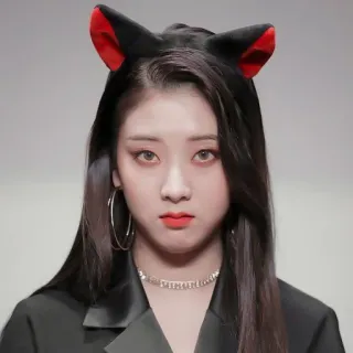 🌷 kobieta, uszy, czerwony, portret, biżuteria, K-pop whatsapp sticker