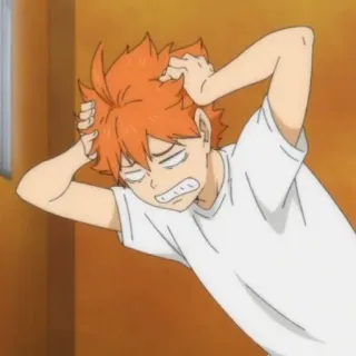 ☀️ Hinata Haikyuu!! anime, character, hinata, haikyuu, orange hair, upset, confused telegram sticker