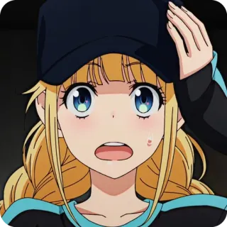 🙂 Anime, Fille, Cheveux blonds, Yeux bleus, Choquée, Surprise, Mignon, Dessin animé whatsapp sticker