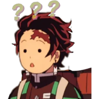 😁 Tanjiro Kamado Demon Slayer ??? anime, question, confused, demon slayer, tanjiro, kawaii, chibi telegram sticker