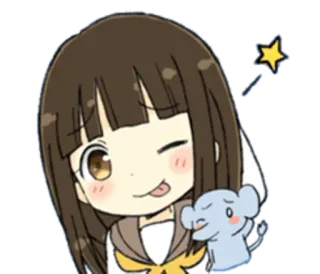 😜 Anime, Dziewczyna, Mrugnięcie, Słodkie, Kreskówka telegram sticker