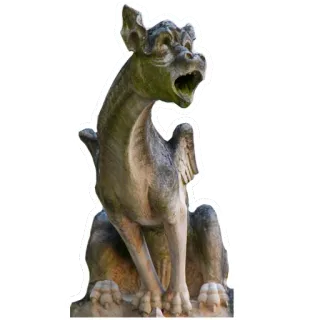 😮 gargoyle, stone statue, mythical creature, architecture, sculpture, monster, guardian telegram sticker