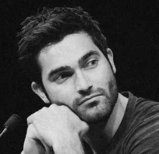 🌪 Tyler Hoechlin acteur, célébrité, portrait, noir et blanc, homme telegram sticker