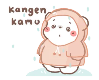 💬 kangen kamu fofo, urso, triste, desenho animado, kawaii, amor telegram sticker