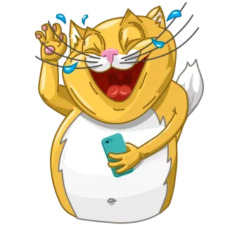 😆 chat, rire, emoji, autocollant, drôle, dessin animé whatsapp sticker