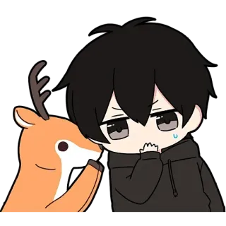 🫢 anime, deer, cute, chibi, animal telegram sticker