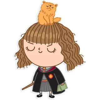📚 Hermione Granger Harry Potter Hermione, Harry Potter, magic, cat, cartoon telegram sticker