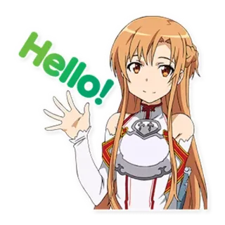 🖐 Asuna Yuuki Sword Art Online Hello! 애니메이션, 소녀, 검, 안녕하세요, 인사, 캐릭터 telegram sticker