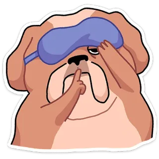 🤫 chien, dormir, masque de sommeil, chut, dessin animé, mignon telegram sticker
