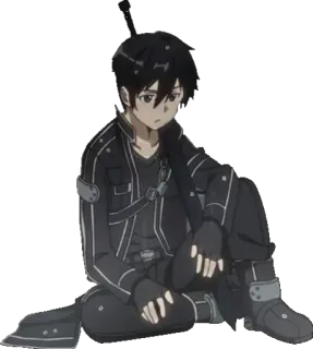 😕 Kirito Sword Art Online anime, sword art online, kirito, character, video game, fantasy, avatar telegram sticker
