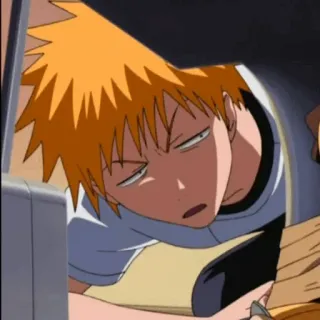 🍁 Ichigo Bleach anime, Ichigo Kurosaki, Bleach, stanco, annoiato, personaggio anime telegram sticker