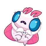 😨 mignon, kawaii, chibi, monstre, rose, blanc whatsapp sticker