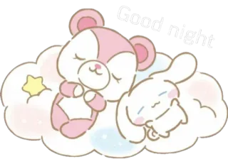🍰 Good night good night, sleeping, cute, bear, bunny, cloud, star telegram sticker