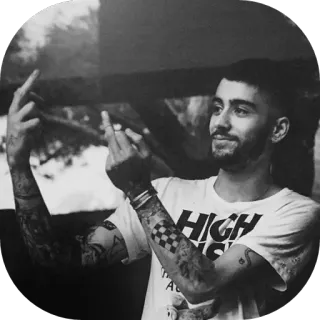 🖕 HIGH middelvinger, tatoeage, man, portret, gebaar telegram sticker