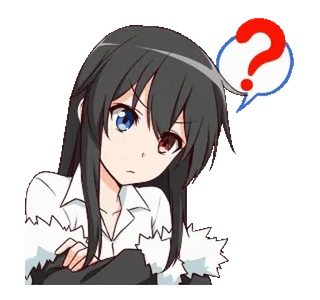 ❓ anime, dziewczyna, pytanie, myślenie, kreskówka telegram sticker