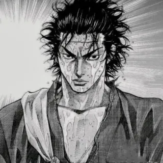 🤍 Miyamoto Musashi Vagabond Manga, Samurai, Schwert, Krieger, Schweiß telegram sticker