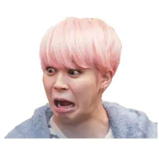 😧 person, face, expression, pink hair, shocked, surprise, k-pop telegram sticker