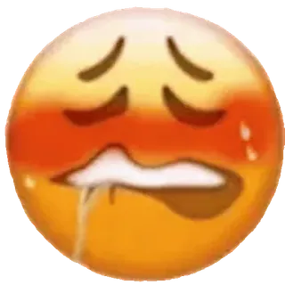 🥵 emoji, sweating, tired, expression, emoticon, yellow, face whatsapp sticker