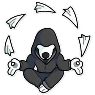 👌 คนใส่ฮู้ด, เครื่องบินกระดาษ, การทำสมาธิ, นินจา, การเล่นกล, สติกเกอร์ telegram sticker