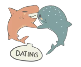 💑 DATING tubarão, fofo, animal, amor, desenho animado, relacionamento telegram sticker