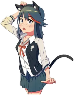 🙀 Anime, Kocie uszy, Słodkie, Dziewczyna, Mundur szkolny, Kawaii telegram sticker