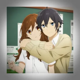 💫 Anime, Cartoon, Paar, Umarmung, Schule telegram sticker