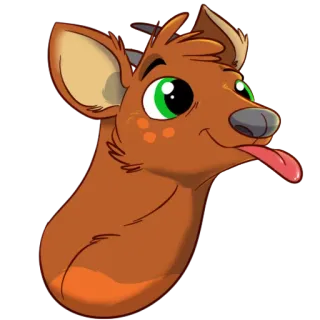 😜 veado, desenho animado, animal, peludo, ilustração whatsapp sticker