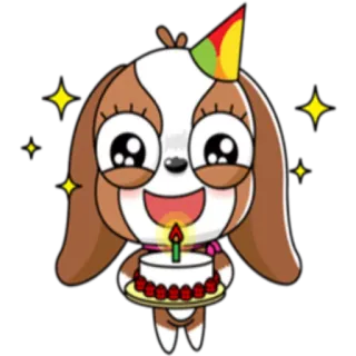 🎉 chó, sinh nhật, bánh, lễ kỷ niệm, tiệc, phim hoạt hình, dễ thương telegram sticker