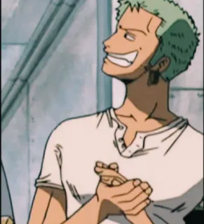 😁 Zoro One Piece Аниме, Ван Пис, Зоро, Мультфильм, Персонаж, Зеленые волосы telegram sticker