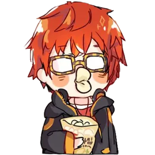 😚 칩 cartoon, snack, chips, cute, orange hair, glasses telegram sticker