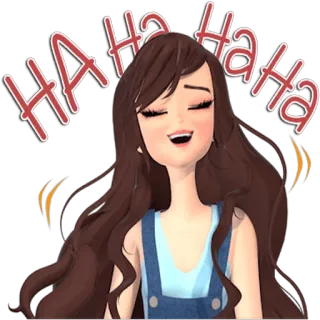 😄 HAHA HAHAHA desenho animado, rindo, mulher, alegria, garota, alegre telegram sticker