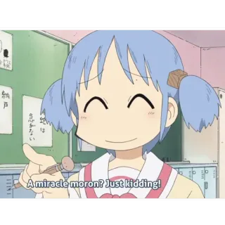 😜 Mio Naganohara Nichijou A miracle moron? Just kidding! Anime, Commedia, Nichijou, Mio Naganohara, Slice of Life, Carino telegram sticker