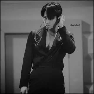 🗽 -llwilderll hombre, blanco y negro, kpop, moda, cantante, ídolo telegram sticker