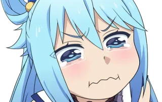😭 Aqua Anime, Menangis, Sedih, Emosi, Aqua, Konosuba telegram sticker