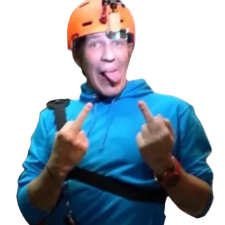 🖕 personne, doigt d'honneur, geste, casque orange, tire la langue whatsapp sticker