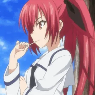 🔥 Stella Vermillion Chivalry of a Failed Knight anime, girl, red hair, Stella Vermillion, lollipop, Chivalry of a Failed Knight telegram sticker