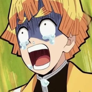 🍃 Zenitsu Agatsuma Demon Slayer anime, crying, scared, yellow, zenitsu, demon slayer telegram sticker