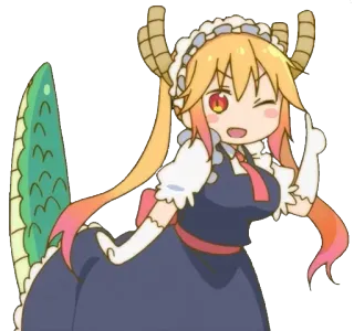 😉 Tohru Miss Kobayashi's Dragon Maid Anime, Dragon, Maid, Tohru, Doigt d'honneur whatsapp sticker