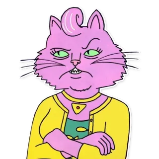 😑 Princess Carolyn BoJack Horseman кот, мультфильм, злой, Принцесса Кэролин, Конь БоДжек, сериал telegram sticker