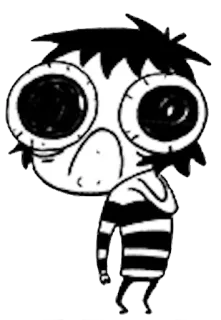 ☹ kartun, gambar, hitam putih, komik telegram sticker